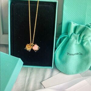 Tiffany & Co Gold Necklace with Pink Heart Pendant